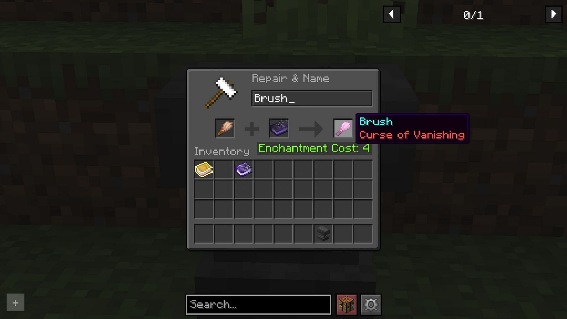 Curse of Vanishing is a negative enchantment that can also be applied to a brush (Image via Sportskeeda Gaming || Mojang Studios)